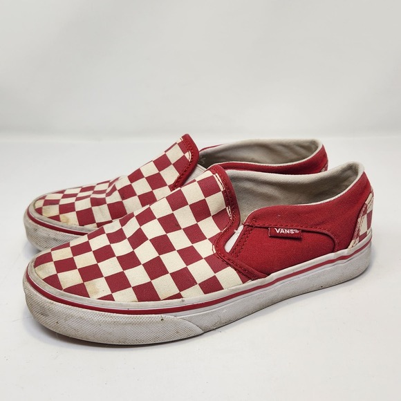 Vans Red and White Checkered Athletic Shoes - Picture 6 of 10